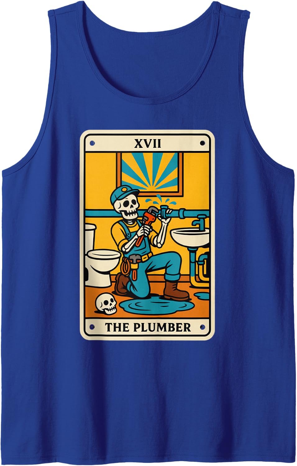 Funny Plumber Plumbing Tools Trade Humor Sleeveless Tank Top - Royal Blue