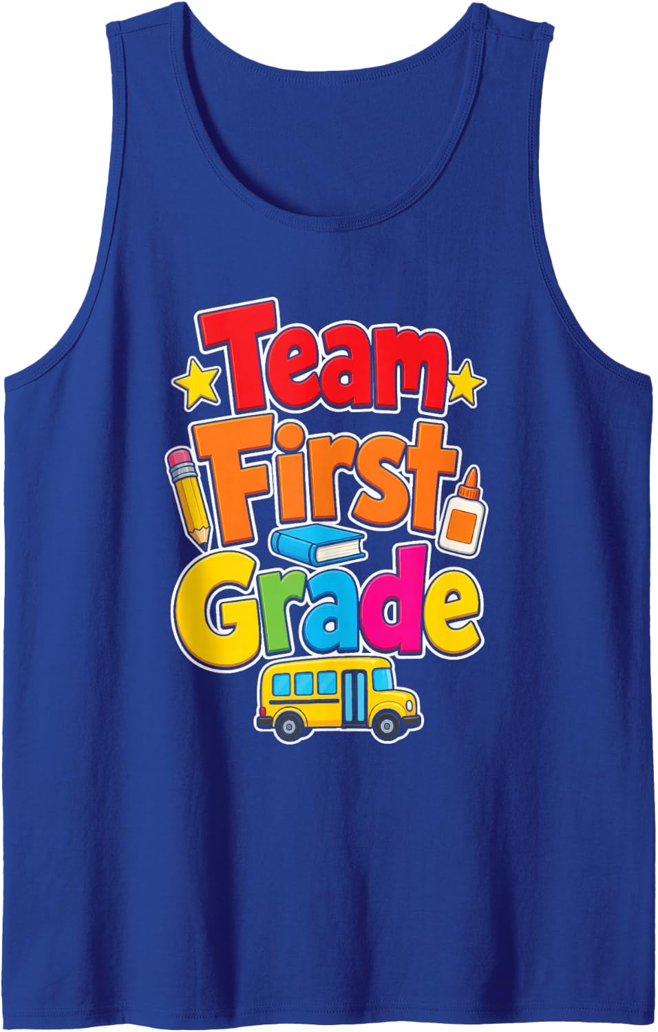 1st Grade Team Squad Matching Elementary School Class Sleeveless Tank Top - Royal Blue