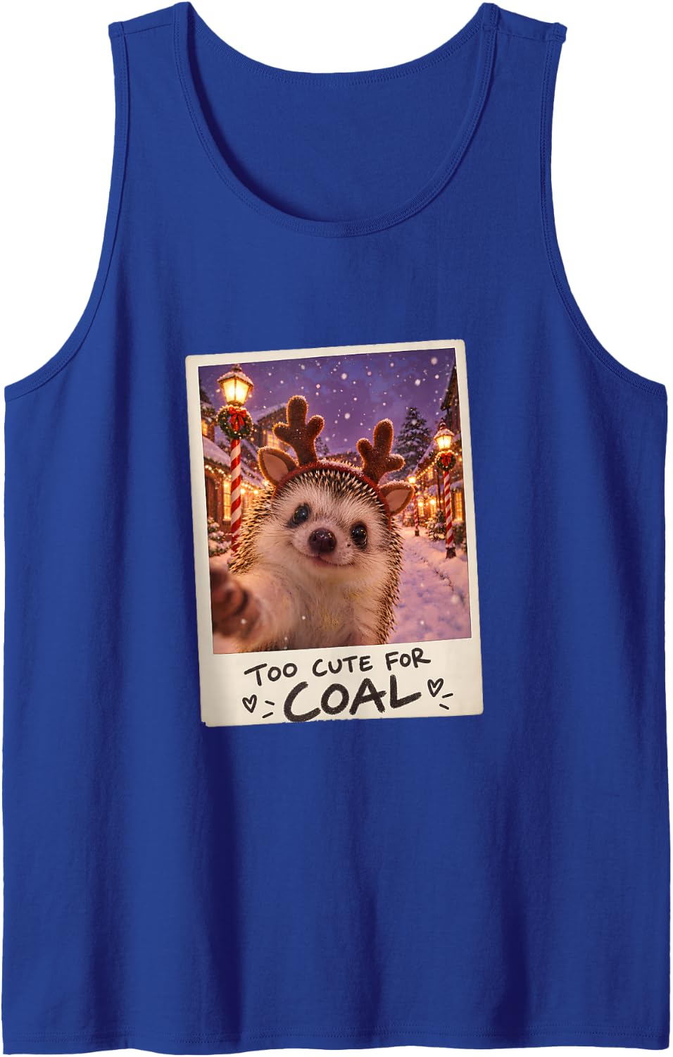 Too Cute for Coal Hedgehog Selfie Christmas Humor Sleeveless Tank Top - Royal Blue