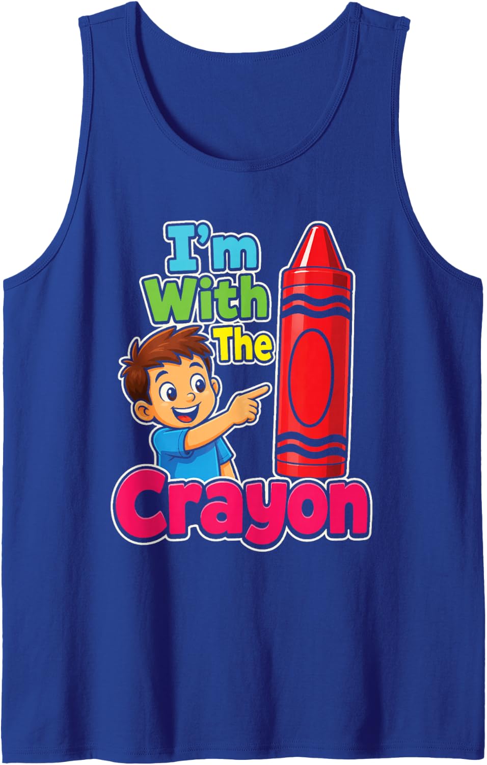 Elementary School I'm with The Crayon Matching Class Sleeveless Tank Top - Royal Blue
