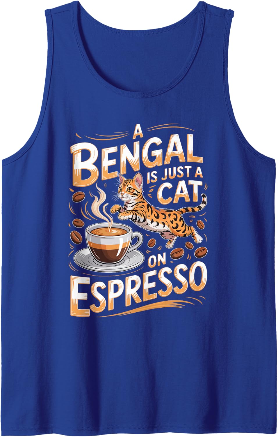A Bengal is Just A Cat On Espresso Sleeveless Tank Top - Royal Blue