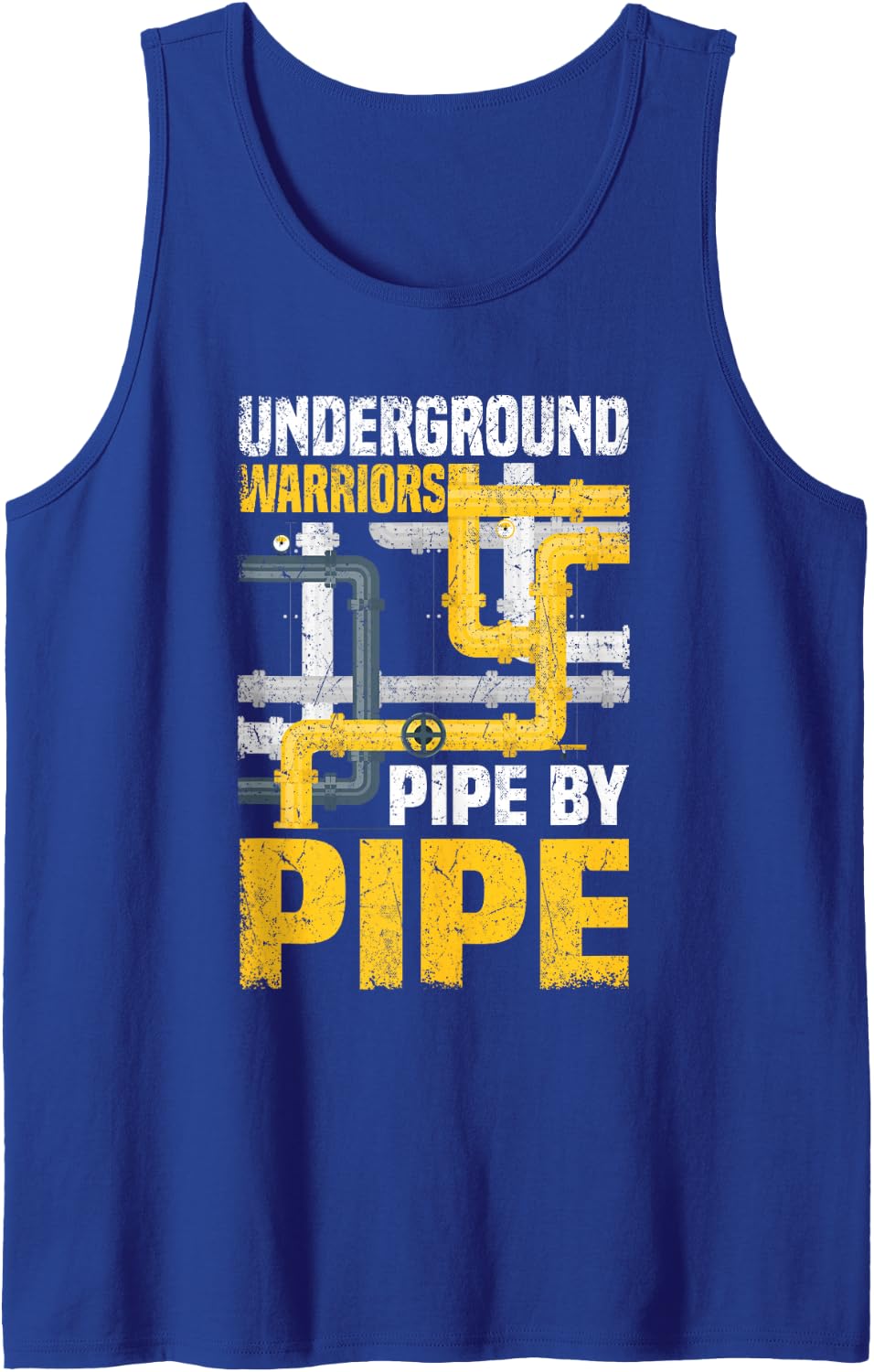 Retro Pipe Layer Underground Warriors Pipe By Pipe Sleeveless Tank Top - Royal Blue
