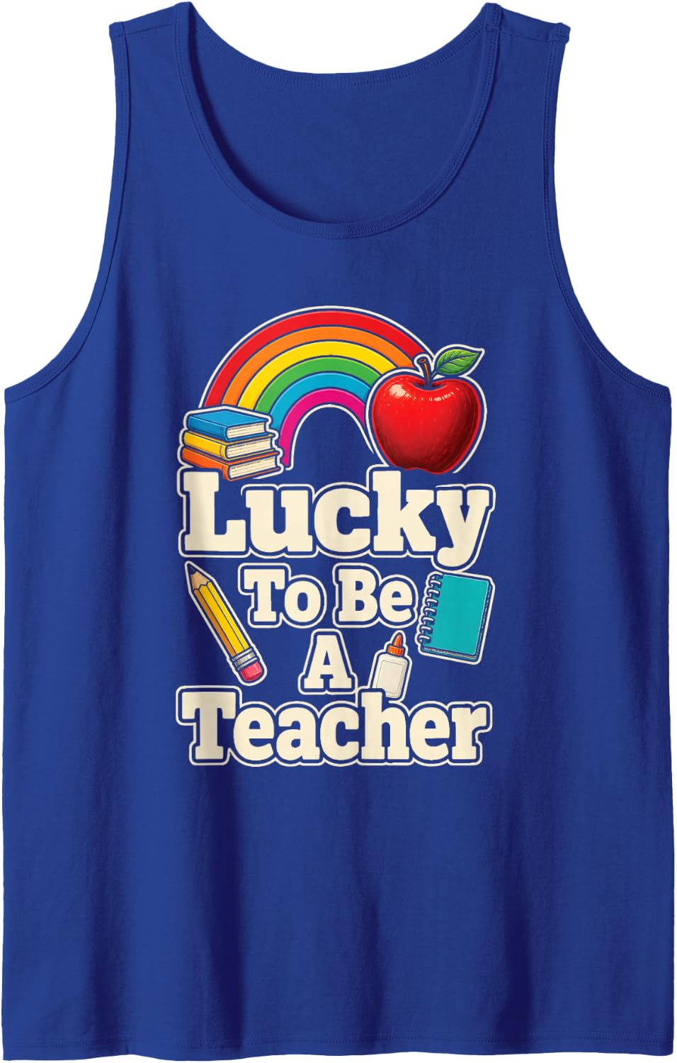 Elementary School Lucky to Be A Teacher St Patricks Day Sleeveless Tank Top - Royal Blue