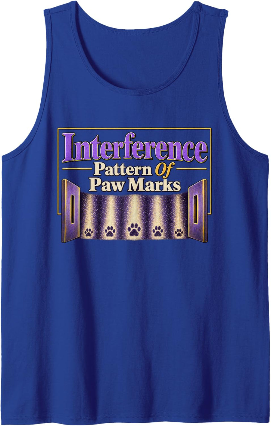 Interference Pattern of Paw Marks Physics Humor Graphic Sleeveless Tank Top - Royal Blue