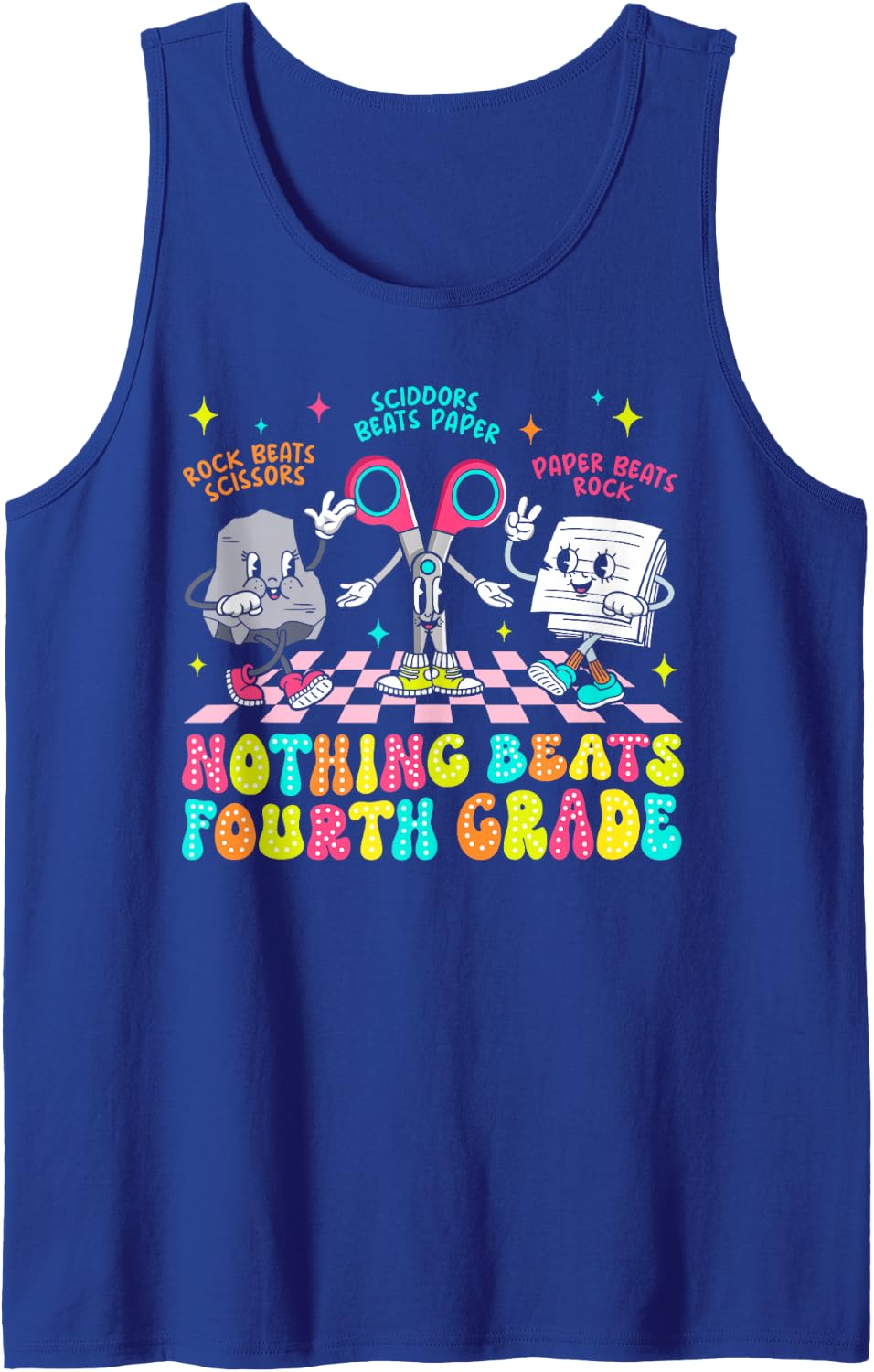 Nothing Beats 4th Fourth Grade Back to School Teacher Kids Sleeveless Tank Top - Royal Blue