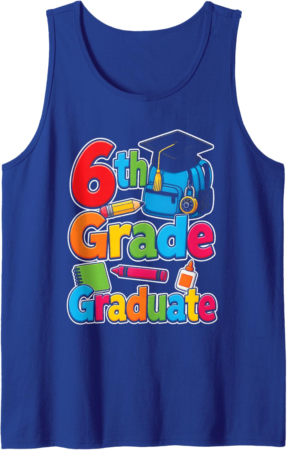 6th Grade Graduate Elementary Graduation Moving Up Day Sleeveless Tank Top - Royal Blue