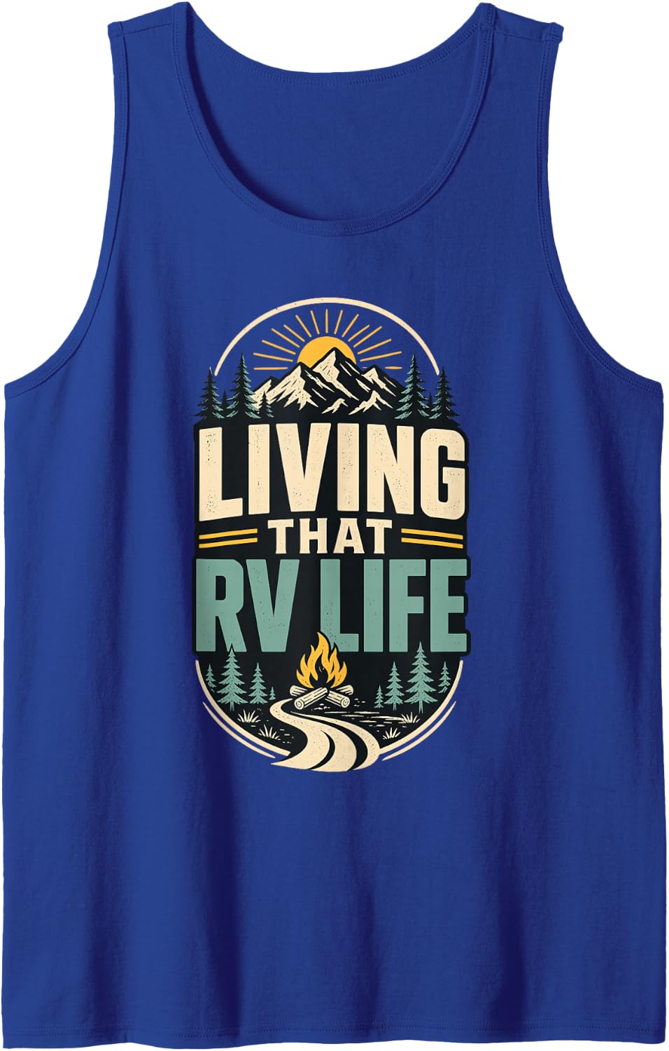 Living that RV Life Camping Camper Mountains Sleeveless Tank Top - Royal Blue