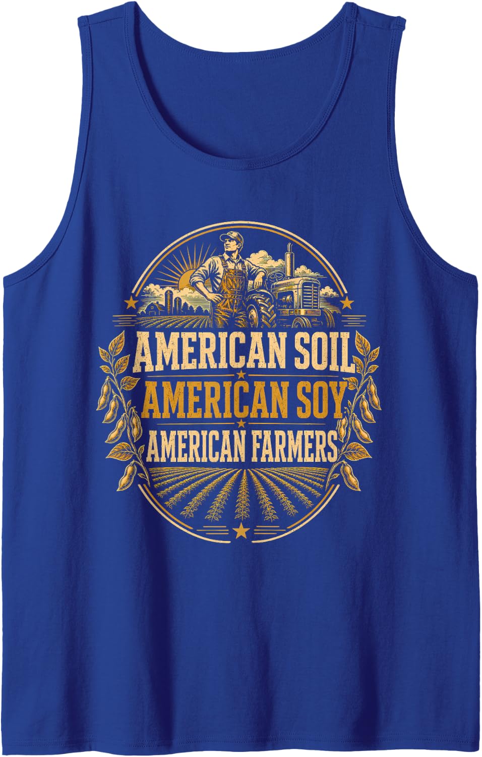 American Soybean Farmer Soil Farming Agricultural Pride Sleeveless Tank Top - Royal Blue