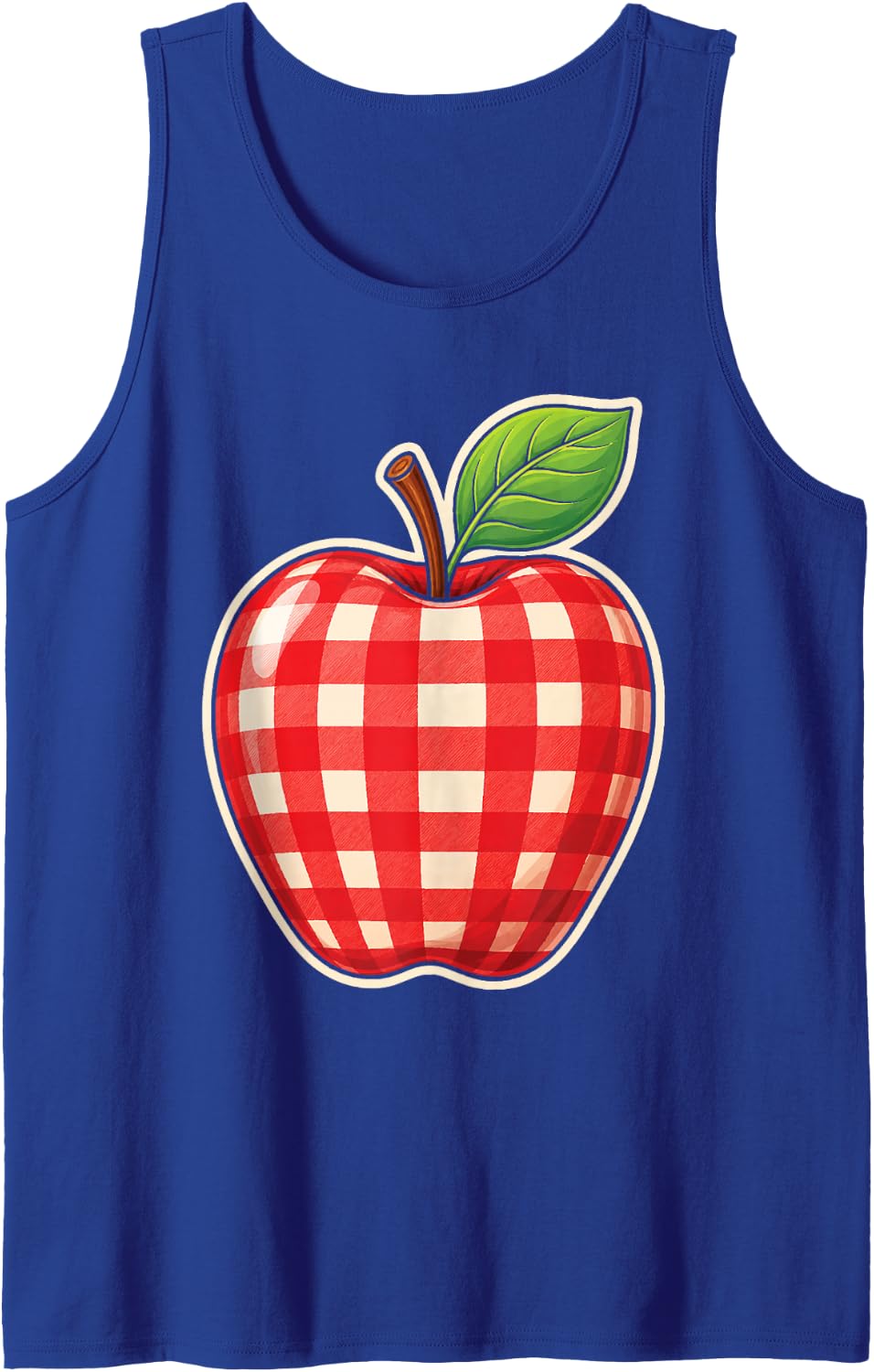 Elementary School Teacher Apple Gingham Check Cute Art Sleeveless Tank Top - Royal Blue