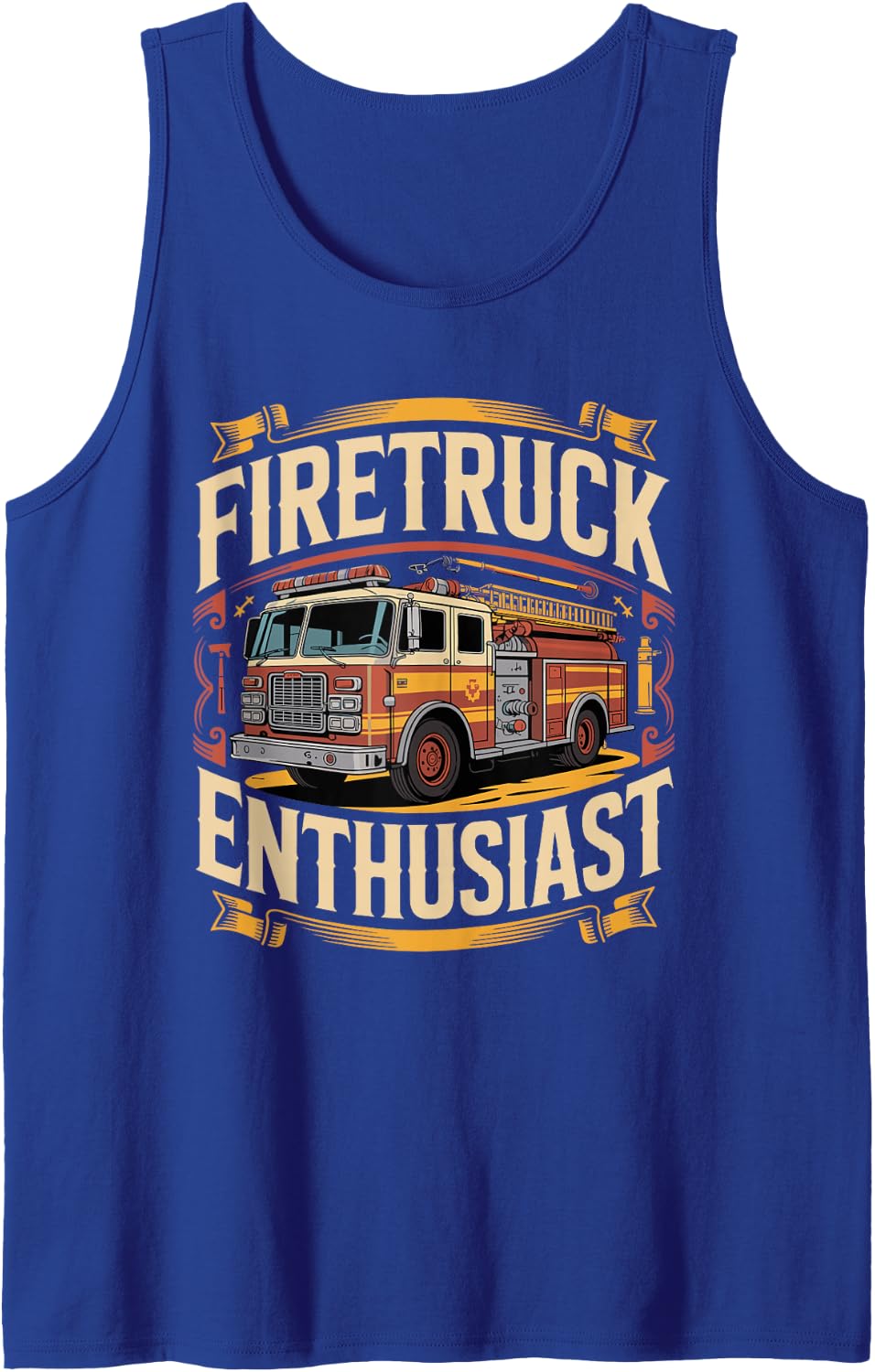 Fire Truck Enthusiast Firefighter Firefighting Sleeveless Tank Top - Royal Blue