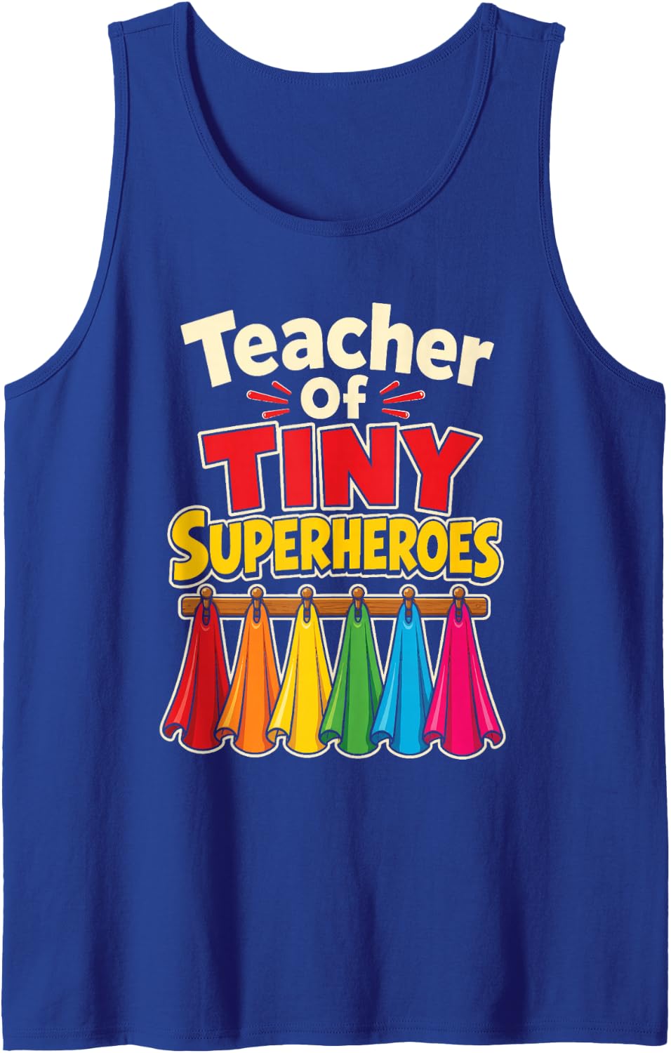 Teacher of Tiny Superheroes Elementary Appreciation Sleeveless Tank Top - Royal Blue
