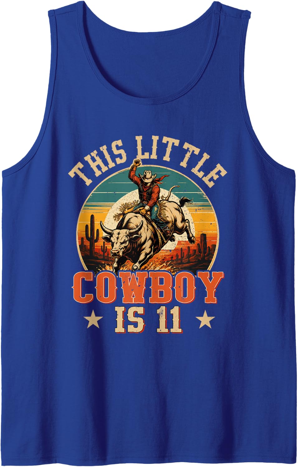 11 Years Old Bull Riding Lover 11th Birthday Cowboy Theme Tank Top - Royal Blue