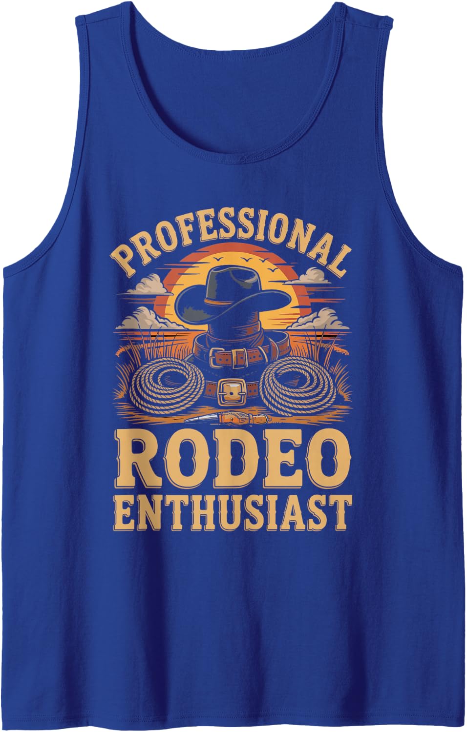 Professional Rodeo Enthusiast Bull Riding Sleeveless Tank Top - Royal Blue