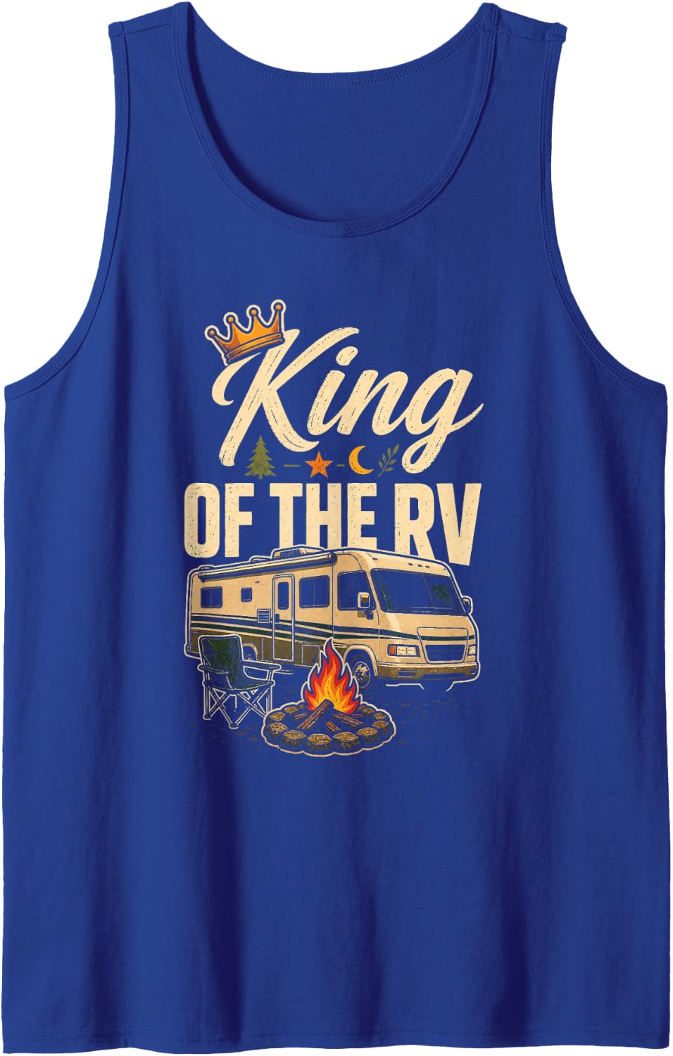 King of The RV Camping Motorhome Camper Life Gift for Men Sleeveless Tank Top - Royal Blue