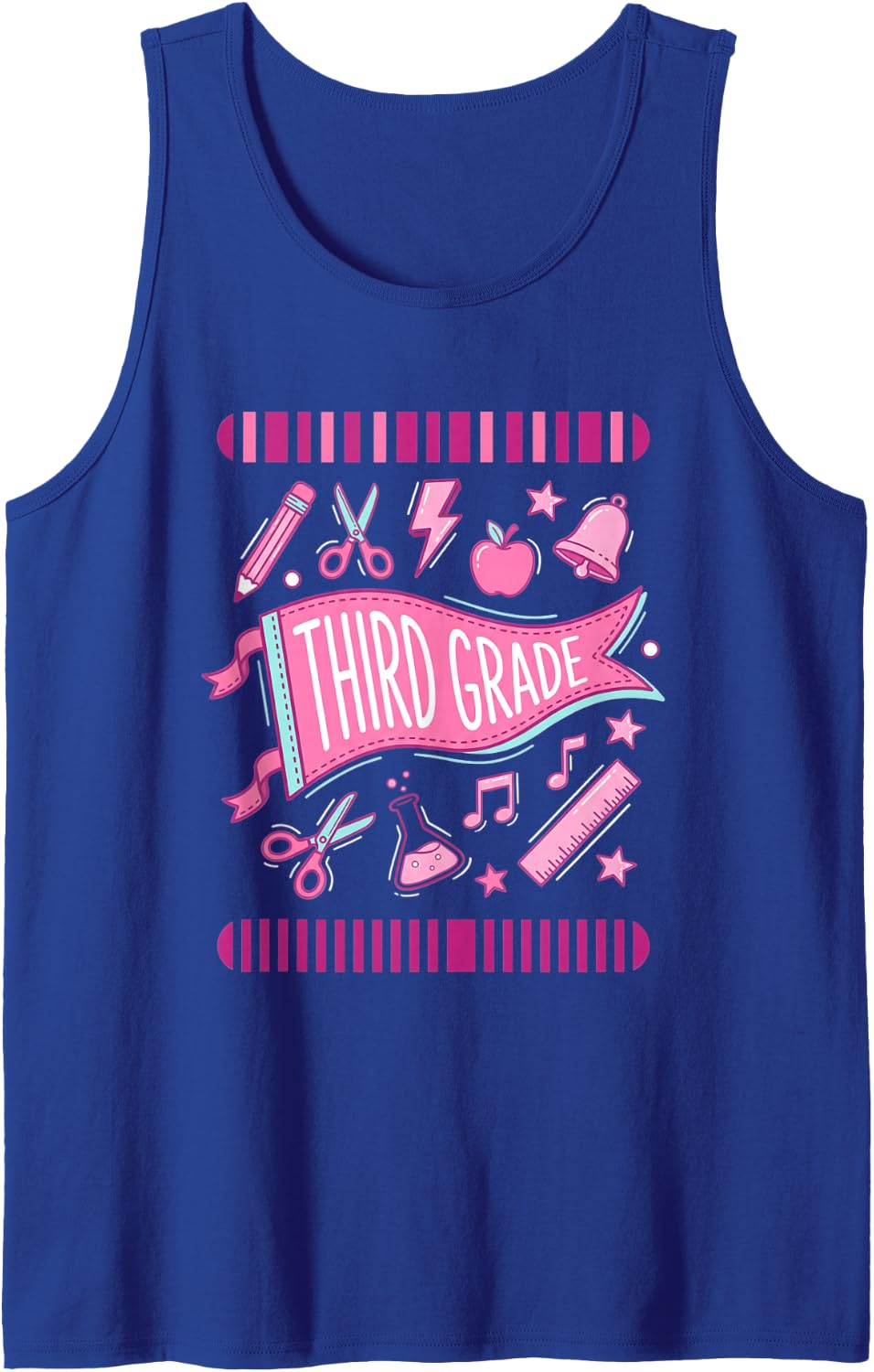 Third Grade Back to School Student Teacher Sleeveless Tank Top - Royal Blue