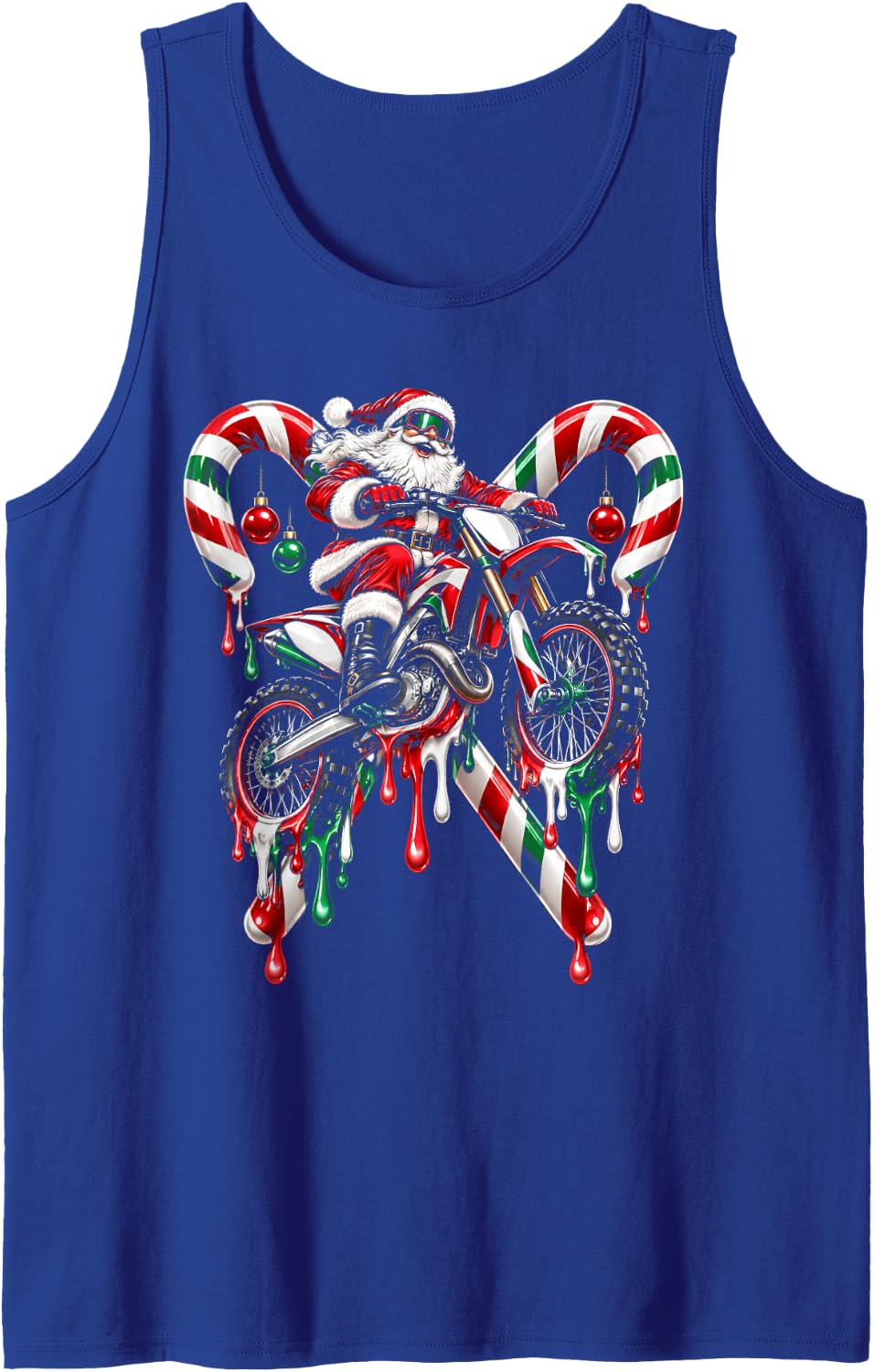 Motocross Christmas Santa Dirt Bike Funny Xmas Sleeveless Tank Top - Royal Blue