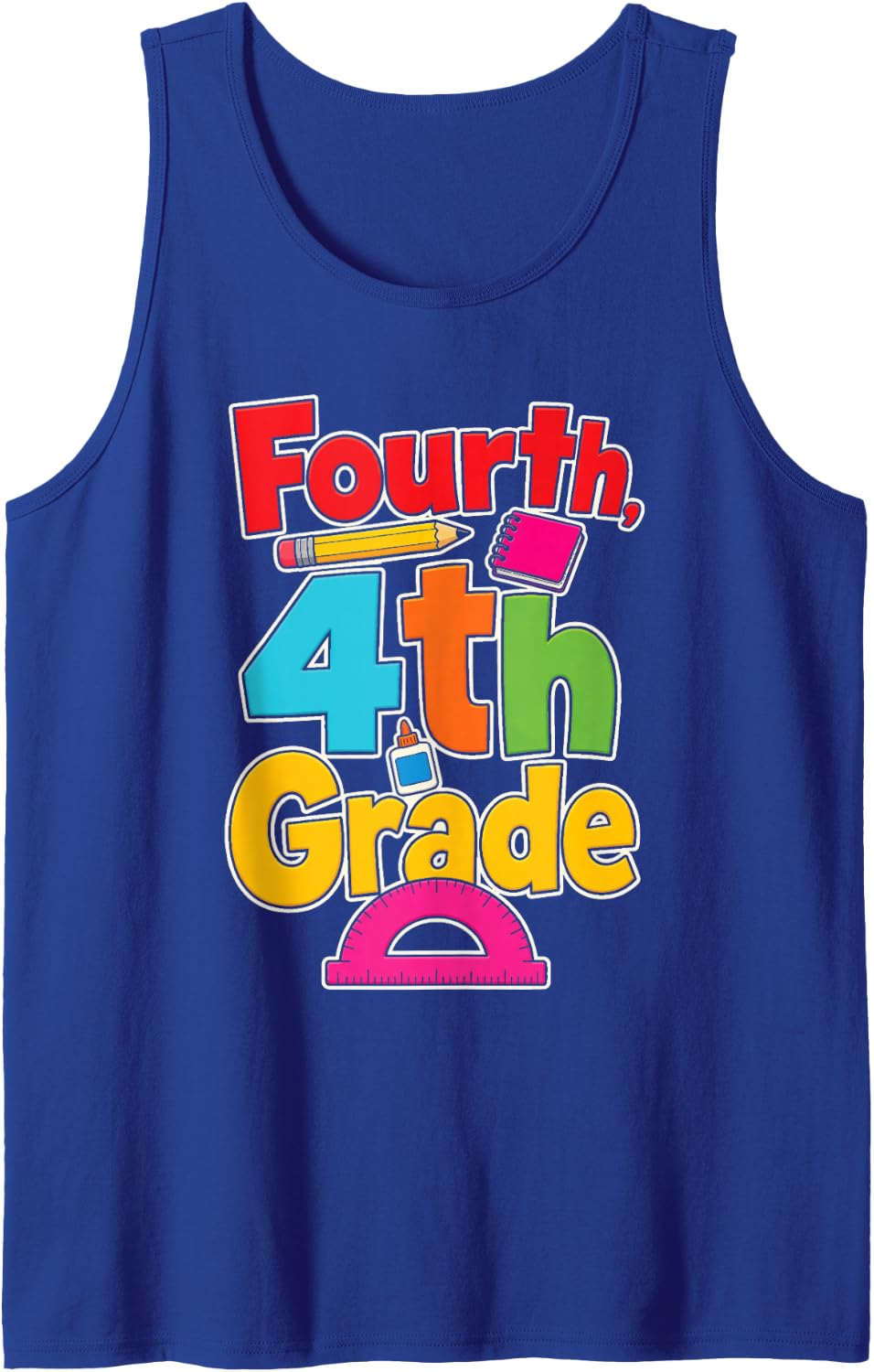 4th Grade Fourth Elementary First Day Protractor Kids Sleeveless Tank Top - Royal Blue