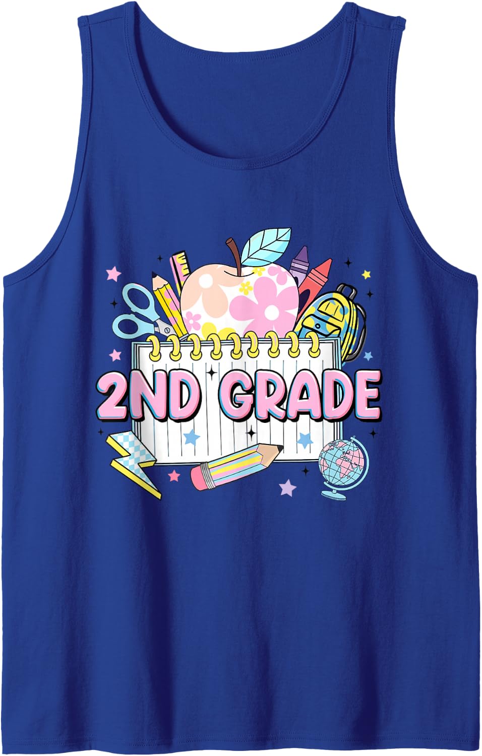 Second Grade Teacher Student Apple 2nd Grade Team Girl Kid Sleeveless Tank Top - Royal Blue