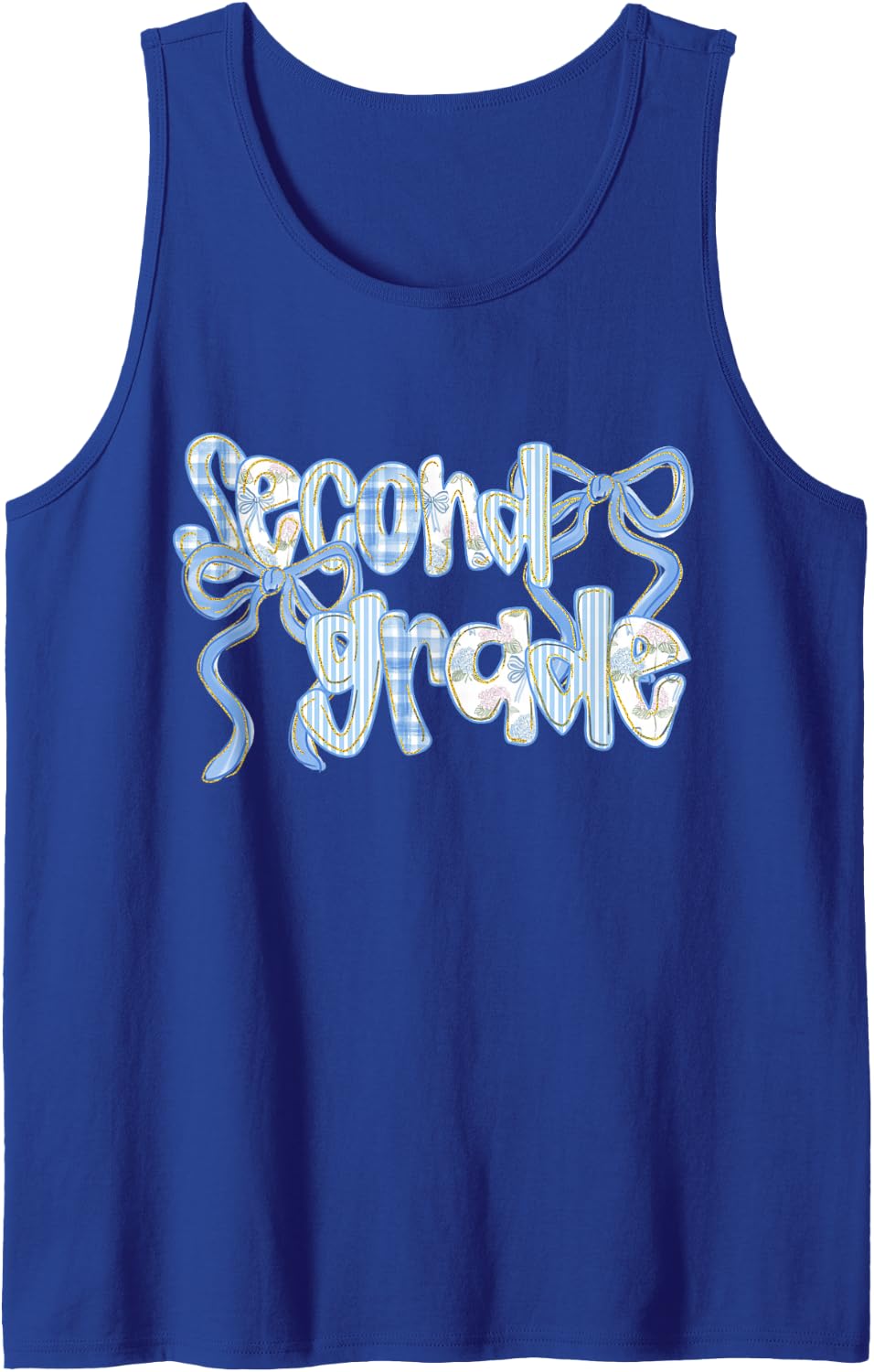 Second Grade Team Coquette Bow 2nd Grade Teacher Girl Kid Sleeveless Tank Top - Royal Blue