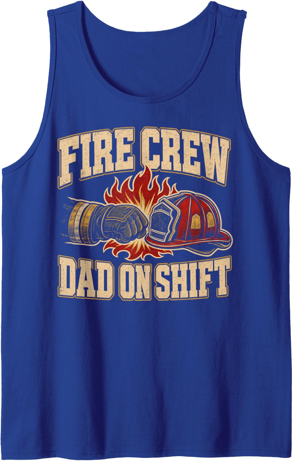 Men's Fire Crew Dad On Shift Firefighter Sleeveless Tank Top - Royal Blue