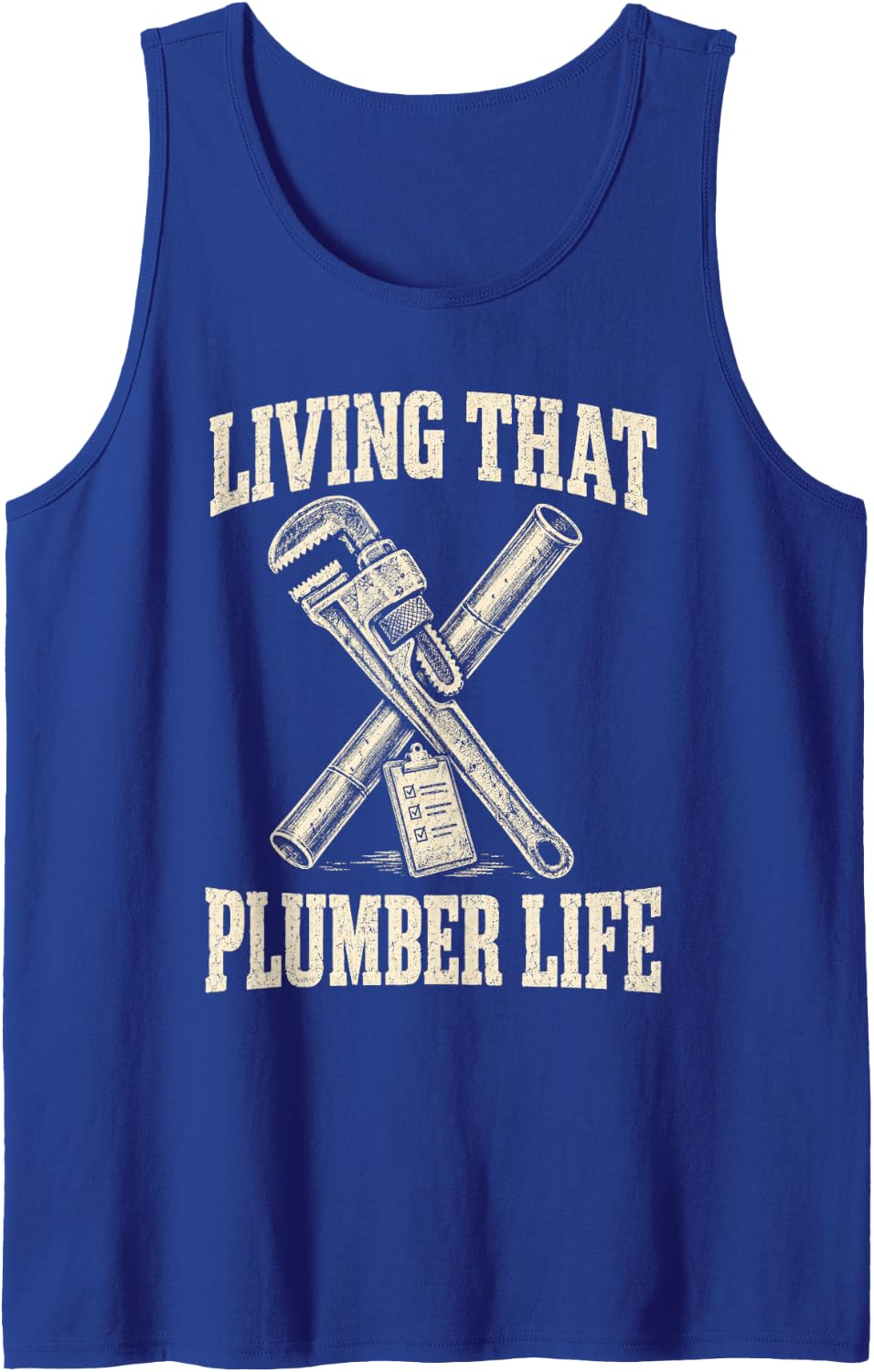 Living that Plumber Life Vintage Sleeveless Tank Top - Royal Blue