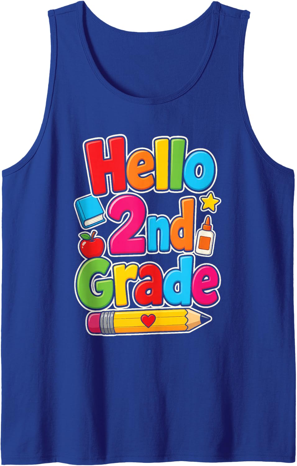 2nd Grade Second Elementary Apple Heart Star First Day Sleeveless Tank Top - Royal Blue