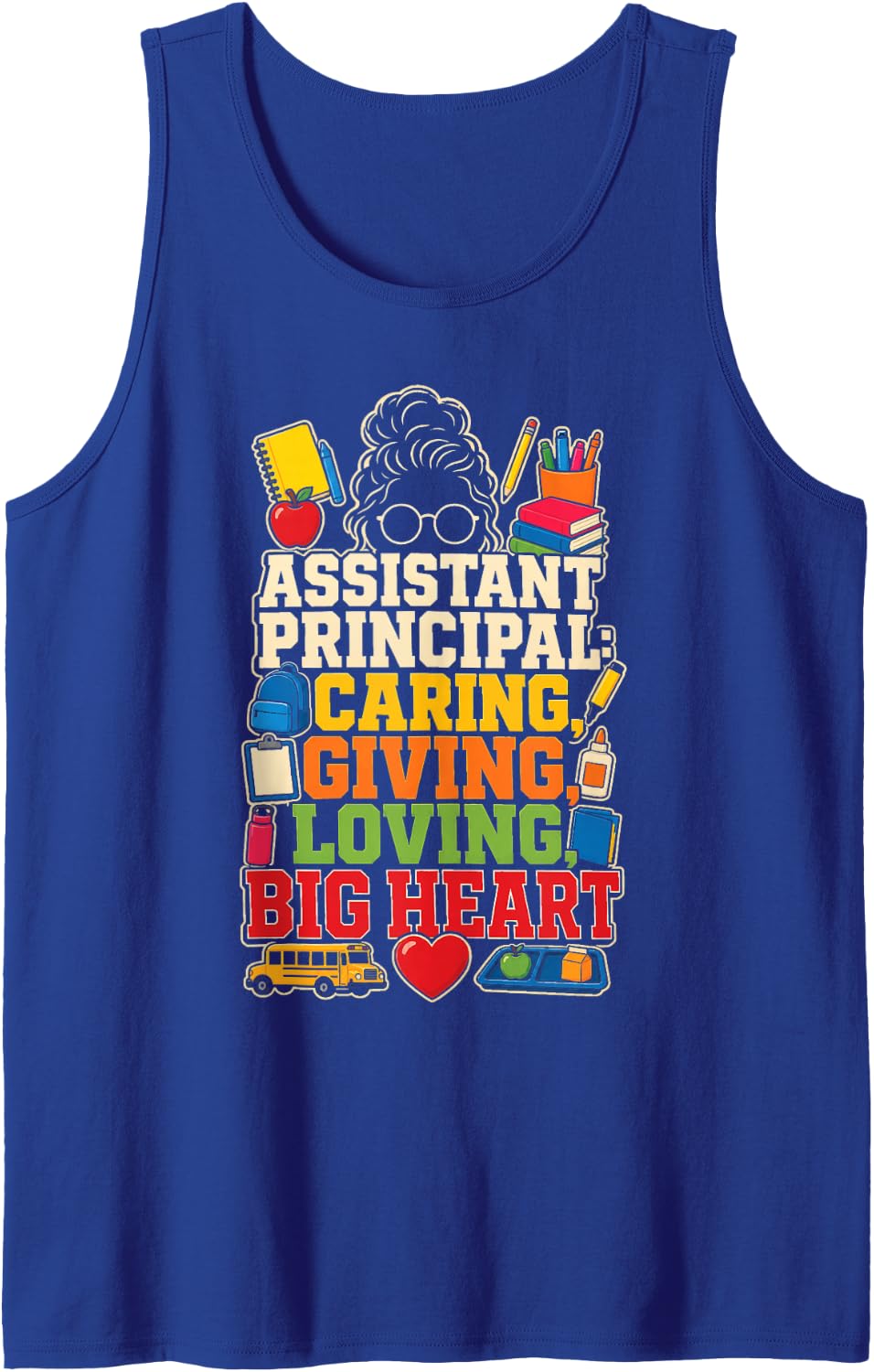 Assistant Principal Caring Giving Loving Big Heart Gift Sleeveless Tank Top - Royal Blue