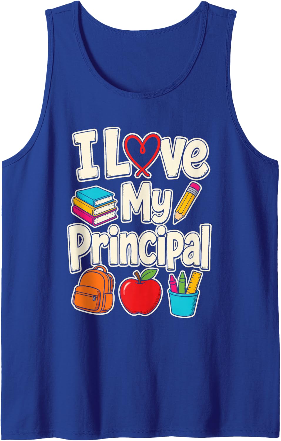 I Love My Principal Elementary School Office Gift Sleeveless Tank Top - Royal Blue