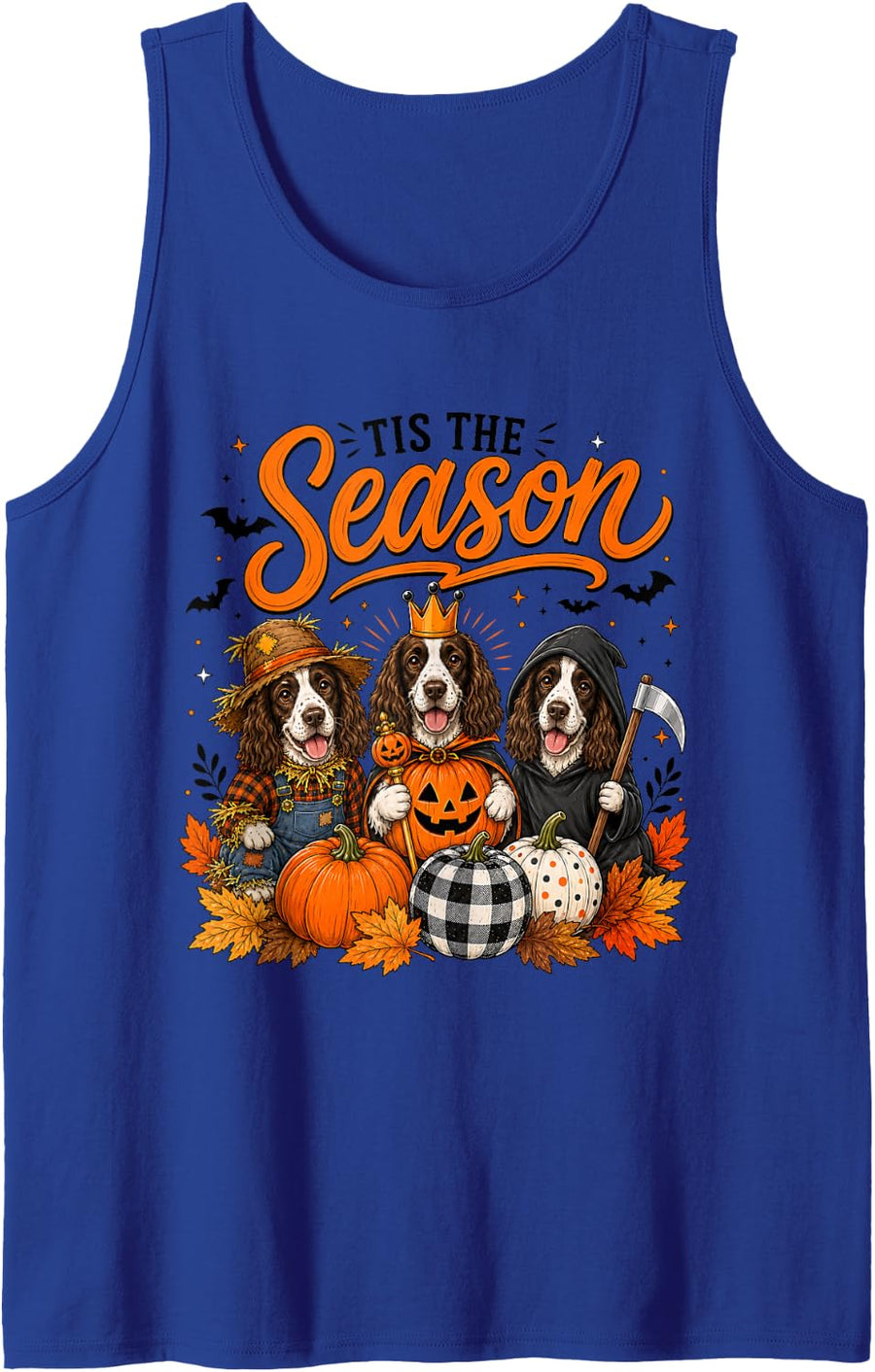 Tis The Season Halloween Border Collie Pumpkin Costume Tank Top - Royal Blue