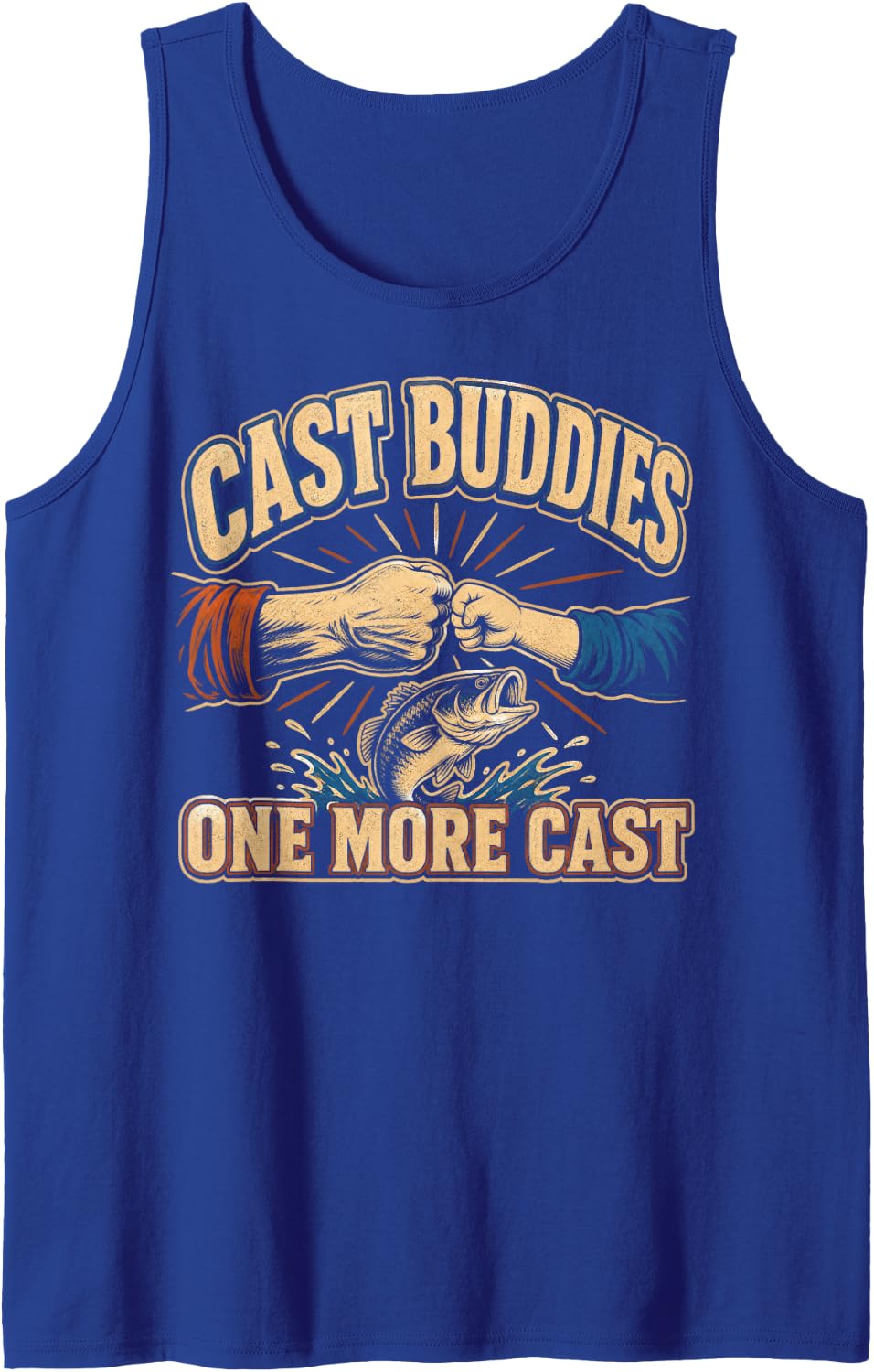 Fishing Buddies One More Cast Angler Sleeveless Tank Top - Royal Blue
