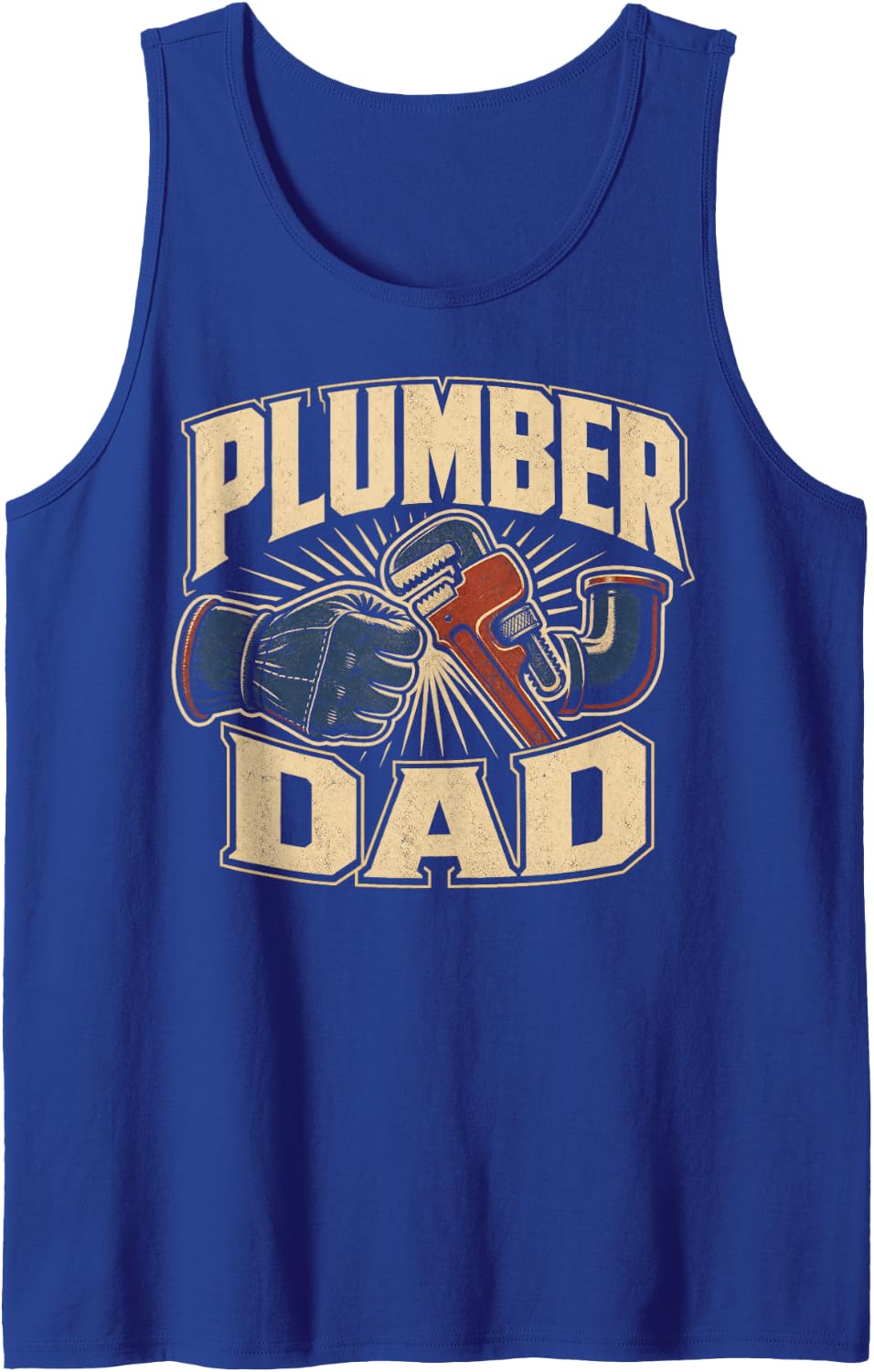 Plumber Dad Pipe Wrench Plumbing Sleeveless Tank Top - Royal Blue