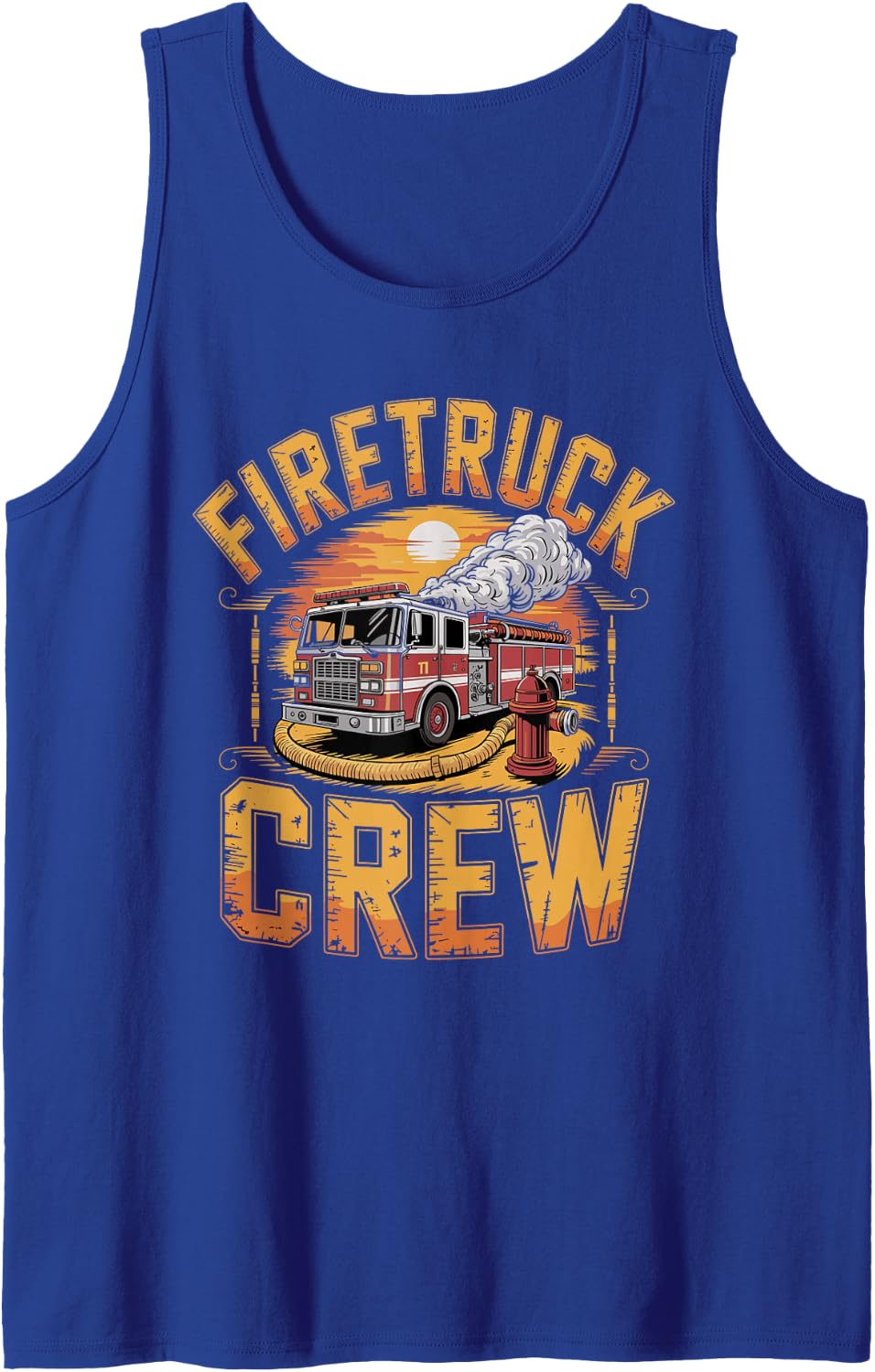Fire Truck Crew Firefighter Firefighting Sleeveless Tank Top - Royal Blue