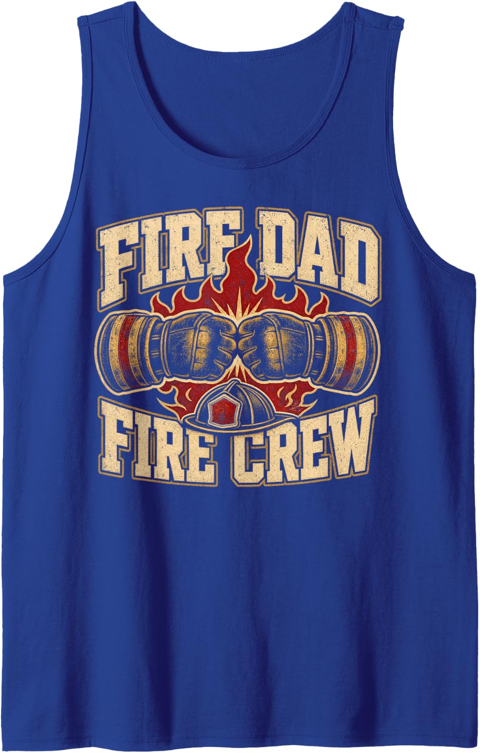 Men's Fire Dad Fire Crew Firefighter Firefighting Sleeveless Tank Top - Royal Blue