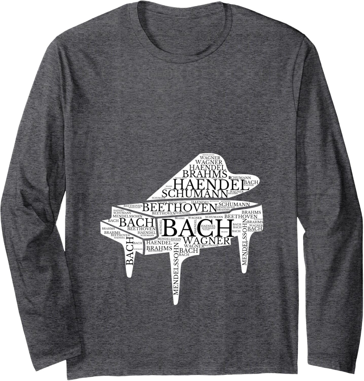 Piano Classical music Pianists Long Sleeve T-Shirt - Adult Unisex Dark Heather Grey