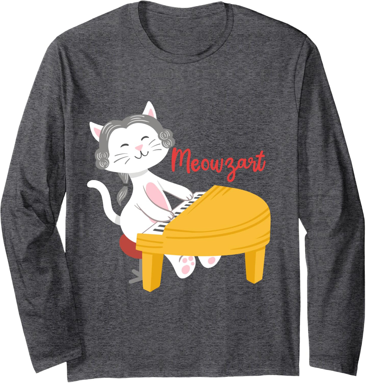 Piano Pianist Long Sleeve T-Shirt - Adult Unisex Dark Heather Grey
