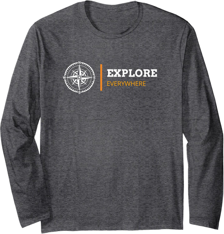 Explore Overland Outdoor Adventurist Anywhere Long Sleeve T-Shirt - Adult Unisex Dark Heather Grey