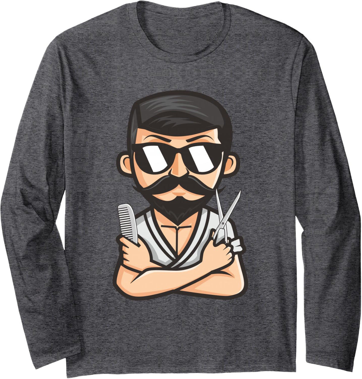 Hair-Dresser Barber-Shop Graphic Cool Hair Stylist Gifts Long Sleeve T-Shirt - Adult Unisex Dark Heather Grey