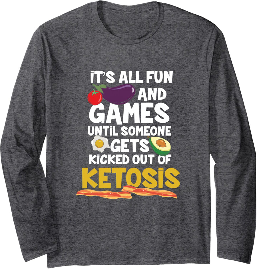 Keto Metabolic Sport Low-Carbs Healthy Weight-Loss Diet Long Sleeve T-Shirt - Adult Unisex Dark Heather Grey