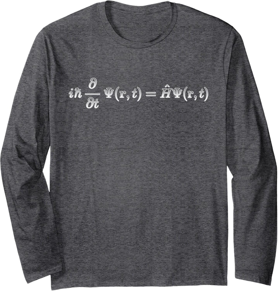Time Dependent Schrodinger Equation Quantum Physics Long Sleeve T-Shirt - Adult Unisex Dark Heather Grey