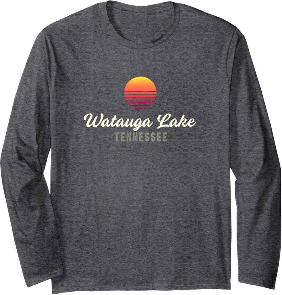 Watauga Lake TENNESSEE Bass Fishing Long Sleeve T-Shirt - Adult Unisex Dark Heather Grey
