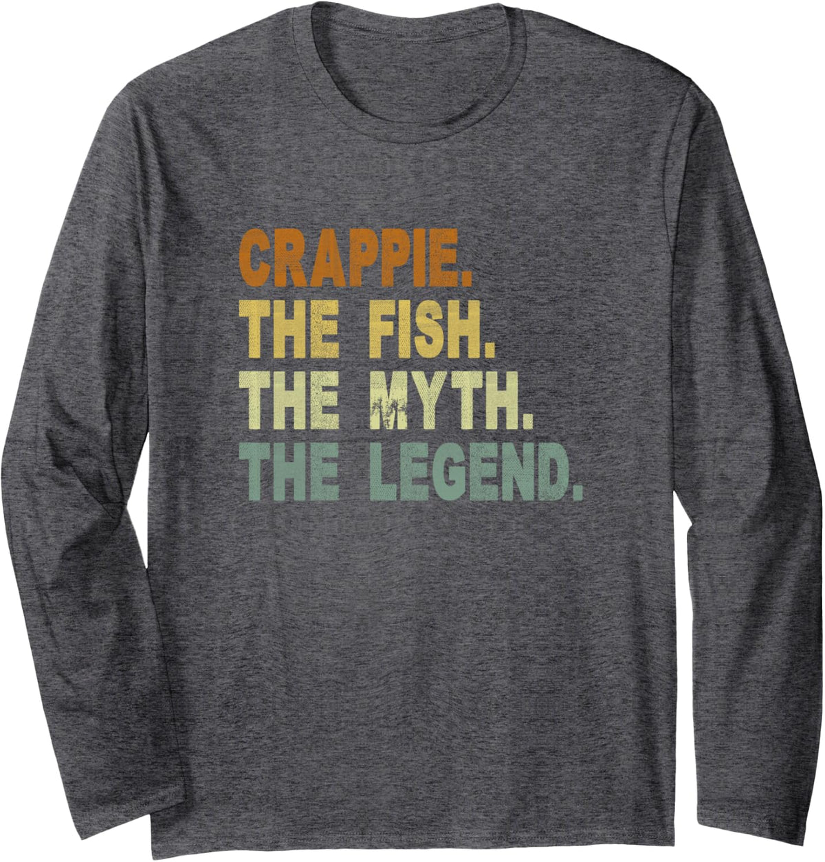 Vintage Fishing for Crappie Long Sleeve T-Shirt - Adult Unisex Dark Heather Grey