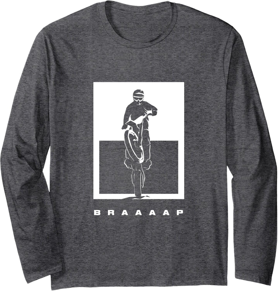 Dirt Bike Motocross Apparel - Motocross Dirt Bike Long Sleeve T-Shirt - Adult Unisex Dark Heather Grey