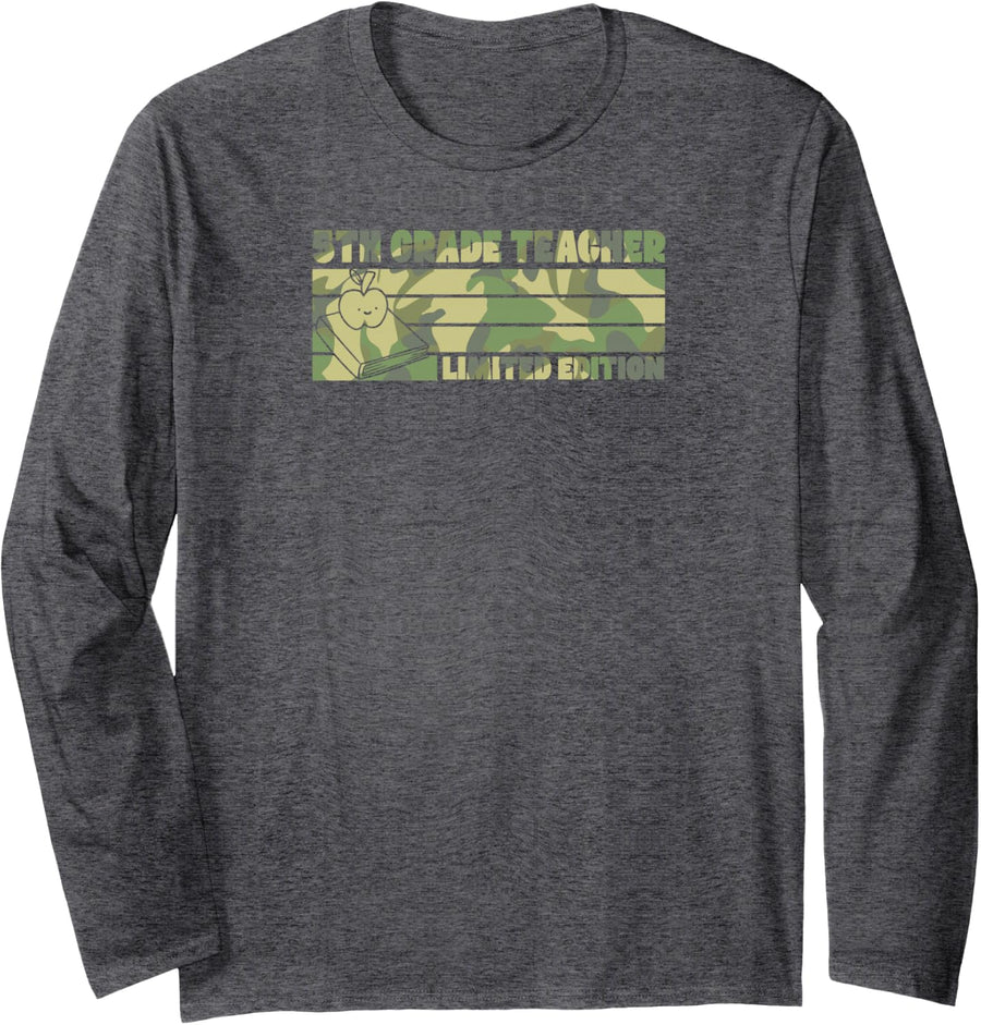 5th Grade Teacher Limited Edition Retro 70s Style Teacher Long Sleeve T-Shirt - Adult Unisex Dark Heather Grey
