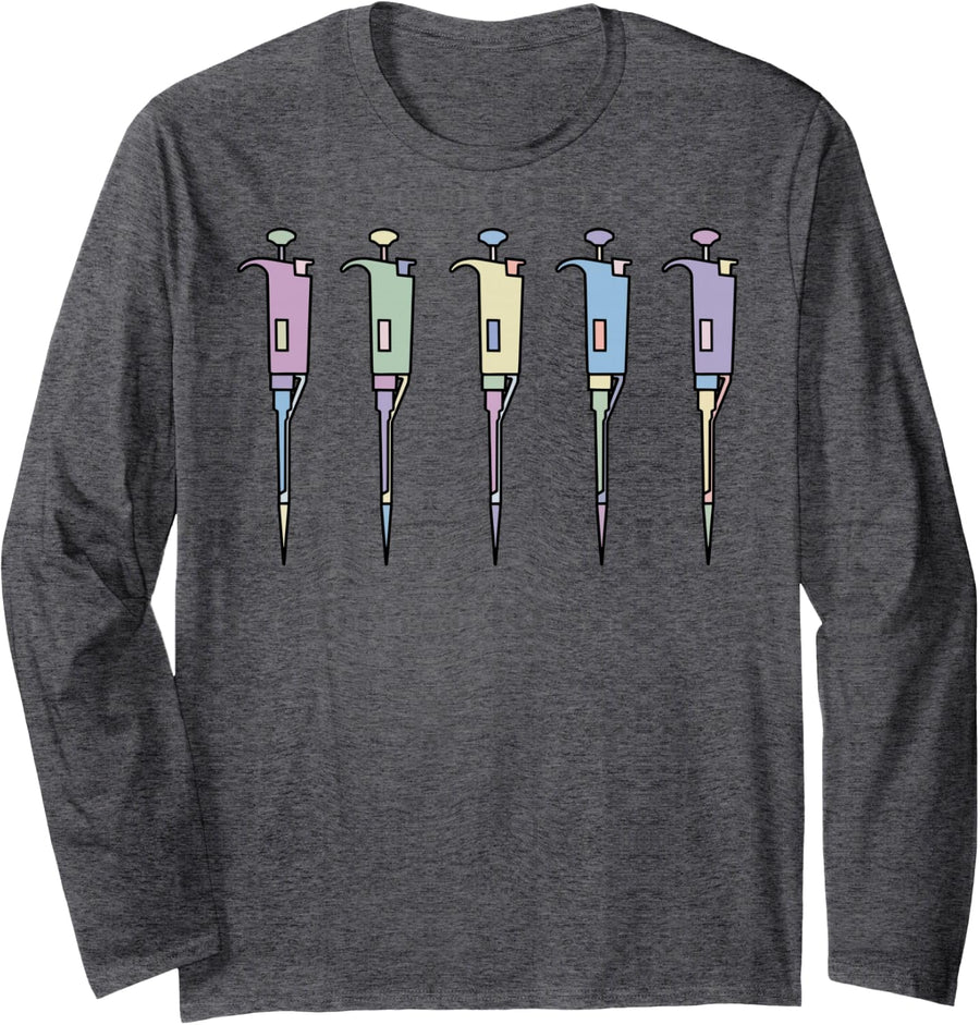 Pipette STEM Teacher Laboratory Medical Laboratory Chemistry Long Sleeve T-Shirt - Adult Unisex Dark Heather Grey