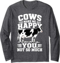 Dairy Farmer Sarcasm Cow Lover Farming Agriculture Long Sleeve T-Shirt - Adult Unisex Dark Heather Grey