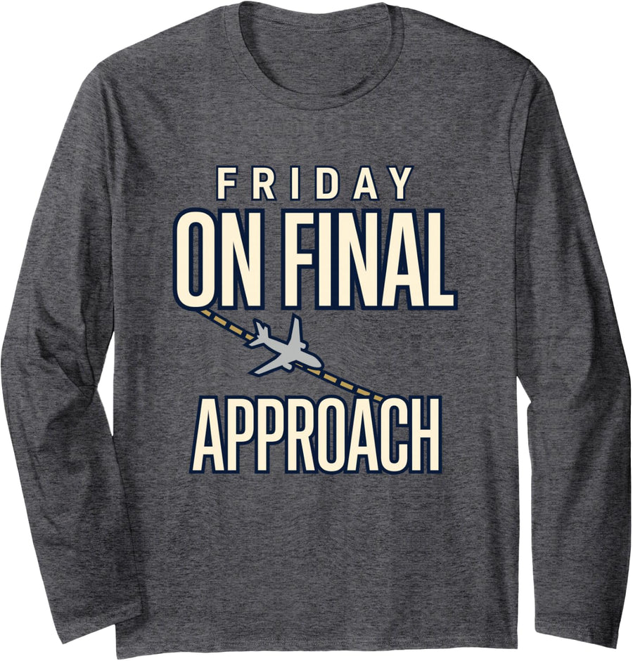 Airplane Pilot Aviation Aviator Runway Landing Jet Flying Long Sleeve T-Shirt - Adult Unisex Dark Heather Grey