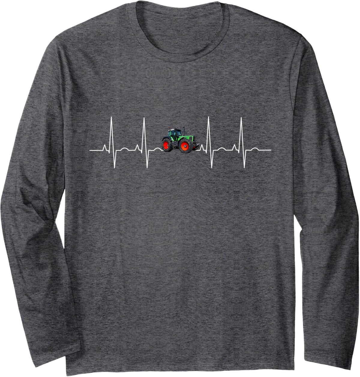 Tractor Farmer Agriculture Heartbeat Farm Farming Long Sleeve T-Shirt - Adult Unisex Dark Heather Grey