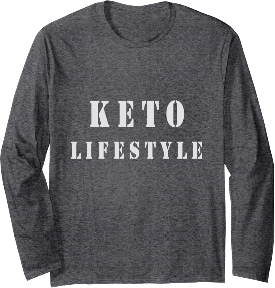 Keto Lifestyle Diet Long Sleeve T-Shirt - Adult Unisex Dark Heather Grey