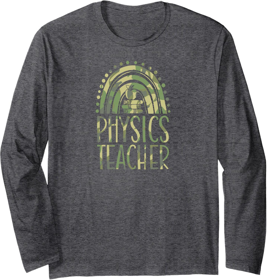 Physics Teacher Bohemian Rainbow Wholesome Aesthetic Long Sleeve T-Shirt - Adult Unisex Dark Heather Grey