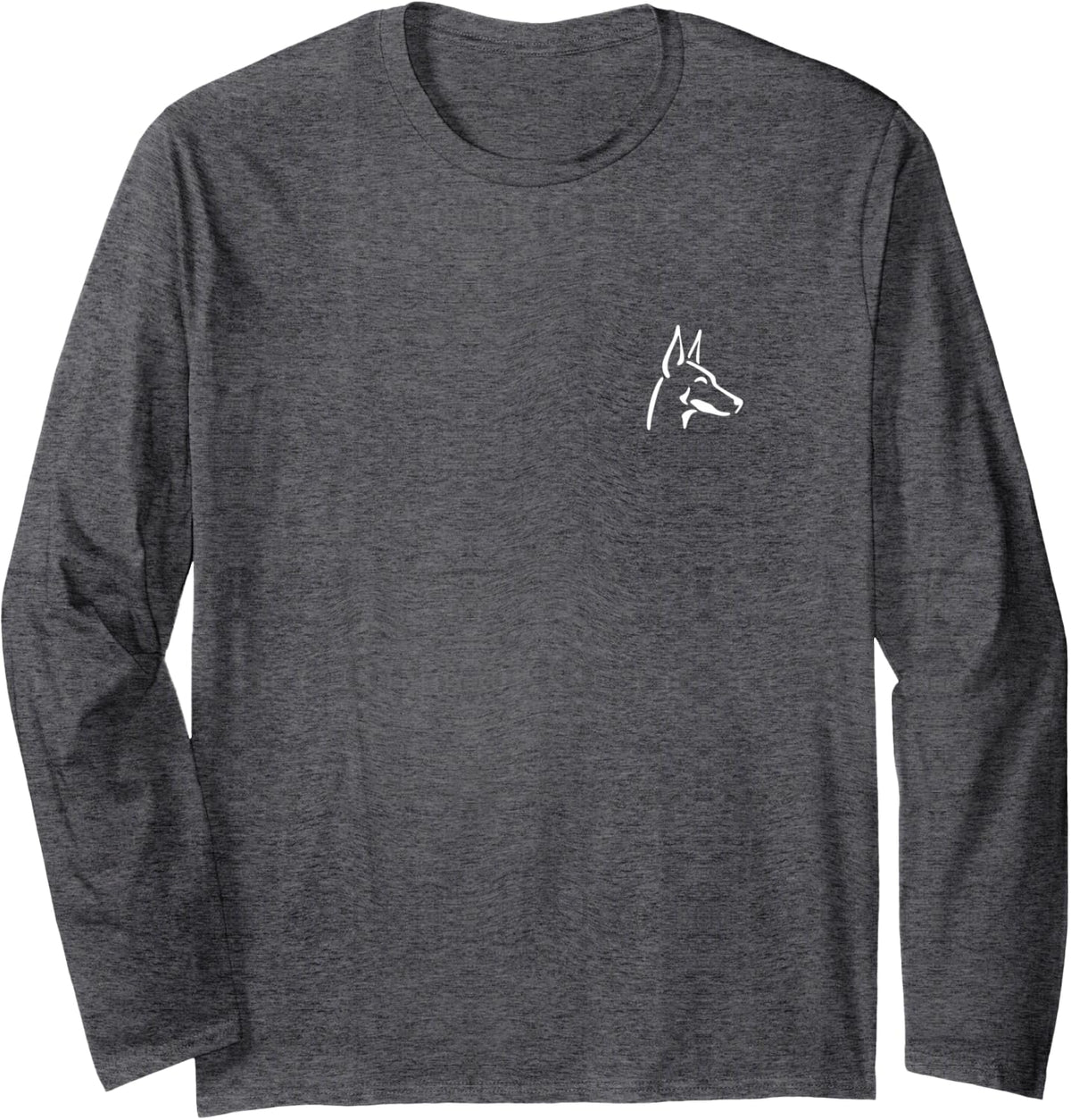 Dobermann Doberman Pinscher Simple Minimalist Line Art Long Sleeve T-Shirt - Adult Unisex Dark Heather Grey